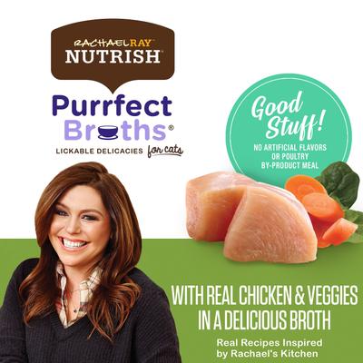 Show full view: Rachael Ray Nutrish Purrfect Broths Grain-Free Classic Chicken Recipe Cat Food Topper, 1.4-oz pouch, case of 24 slide 4 of 10