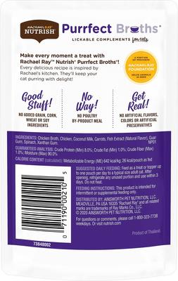 Show full view: Rachael Ray Nutrish Purrfect Broths Grain-Free Creamy Chicken Bisque Recipe Cat Food Topper, 1.4-oz pouch, case of 24 slide 3 of 10