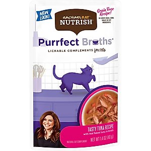 Rachael Ray Nutrish Purrfect Broths Grain-Free Tasty Tuna Recipe Cat Food Topper, 1.4-oz pouch, case of 24
