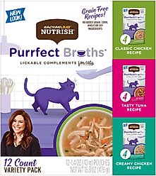 Rachael Ray Nutrish Purrfect Broths Grain-Free Variety Pack Cat Food Topper, 1.4-oz pouch, case of 12