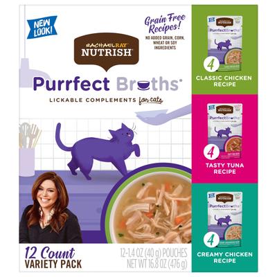 Show full view: Rachael Ray Nutrish Purrfect Broths Grain-Free Variety Pack Cat Food Topper, 1.4-oz pouch, case of 12 slide 1 of 12
