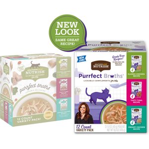 Rachael Ray Nutrish Purrfect Broths Grain-Free Variety Pack Cat Food Topper, 1.4-oz pouch, case of 12