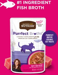Rachael Ray Nutrish Purrfect Broths Lickable Complements Tasty Tuna Recipe Wet Cat Food Topper, 1.4-oz pouch, case of 24 slide 2 of 8