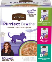 Rachael Ray Nutrish Purrfect Broths Lickable Complements Variety Pack Wet Cat Food Topper, 1.4-oz pouch, case of 12