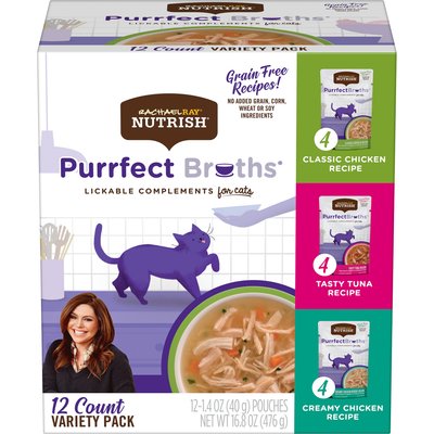 Rachael Ray Nutrish Rachael Ray Nutrish Purrfect Broths Lickable Complements Variety Pack Wet Cat Food Topper, 1.4-oz pouch, case of 12