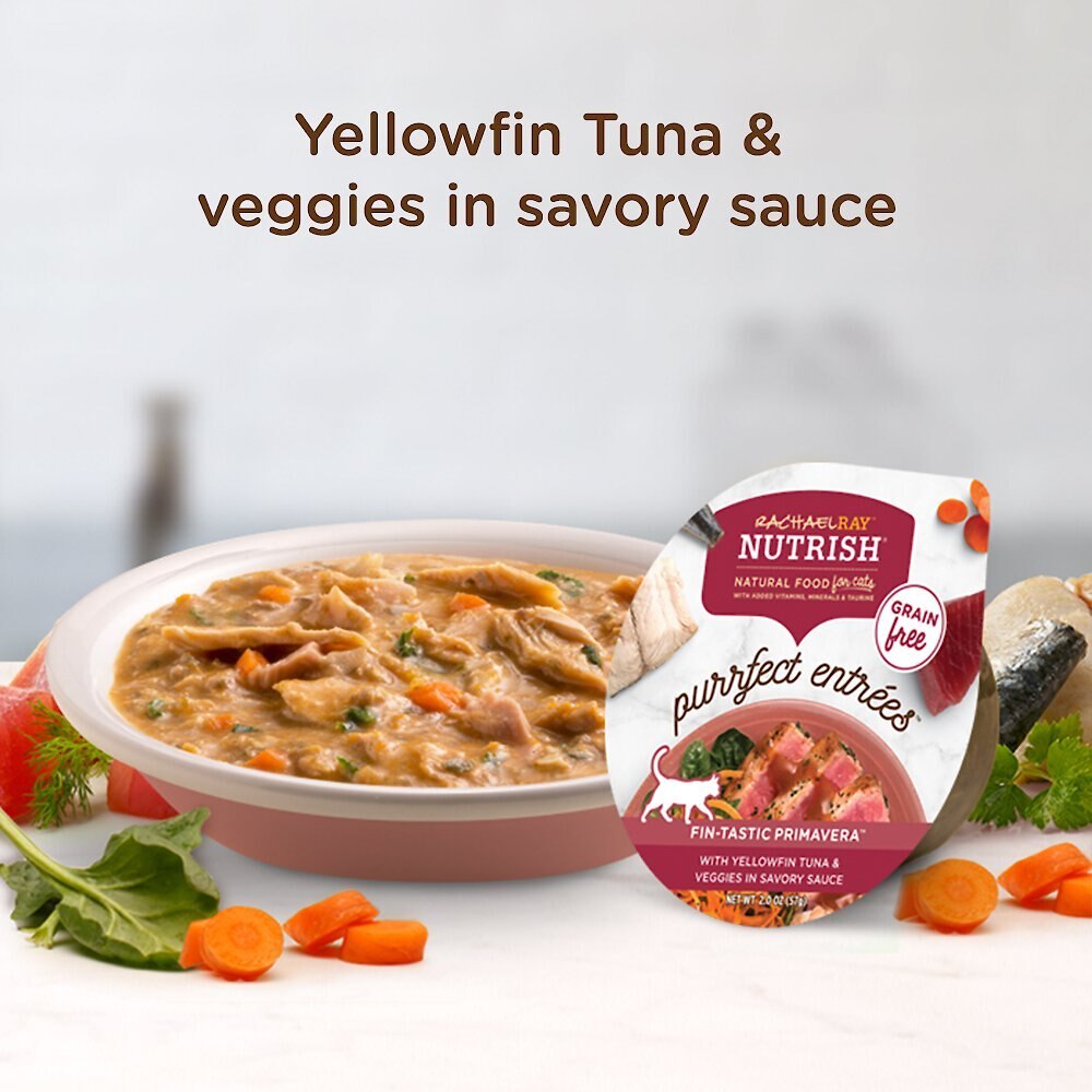 Rachael Ray Nutrish Purrfect Entrees Grain-Free Fin-Tastic Primavera with Yellowfin Tuna & Veggies in Savory Sauce Wet Cat Food