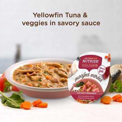 Show full view: Rachael Ray Nutrish Purrfect Entrees Grain-Free Fin-Tastic Primavera with Yellowfin Tuna & Veggies in Savory Sauce Wet Cat Food, 2-oz, case of 12 slide 4 of 10