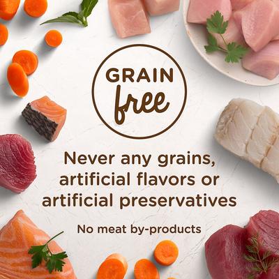 Show full view: Rachael Ray Nutrish Purrfect Entrees Grain-Free Fin-Tastic Primavera with Yellowfin Tuna & Veggies in Savory Sauce Wet Cat Food, 2-oz, case of 12 slide 6 of 10