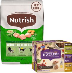 Rachael Ray Nutrish Real Chicken & Veggies Recipe Dry Dog Food, 14-lb bag + Rachael Ray Nutrish Hearty Recipes Variety Pack Wet Dog Food, 8-oz tub, case of 6