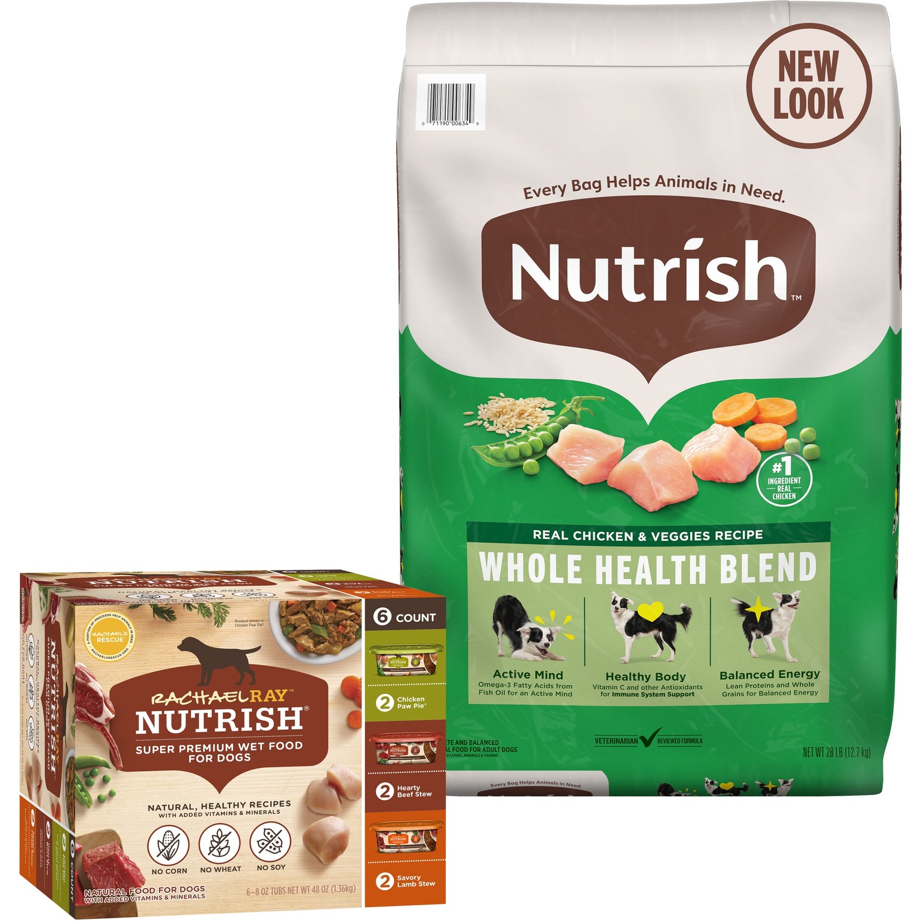 Rachael Ray Nutrish Real Chicken & Veggies Recipe Dry Food + Variety Pack Wet Dog Food
