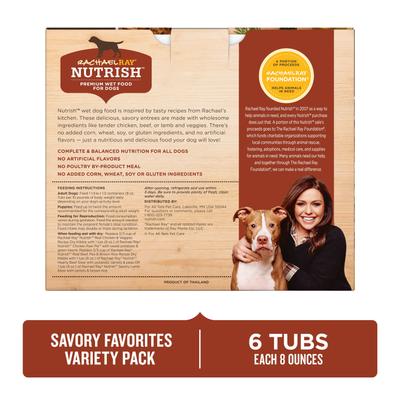 Show full view: Rachael Ray Nutrish Savory Favorites Variety Pack Wet Dog Food, 8-oz tub, case of 6 slide 3 of 12