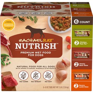 Rachael Ray Nutrish Savory Favorites Variety Pack Wet Dog Food, 8-oz tub, case of 6
