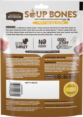Show full view: Rachael Ray Nutrish Turkey & Rice Flavor Soup Bones Dog Treats, 12.6-oz bundle slide 3 of 10