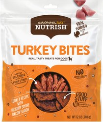 Rachael Ray Nutrish Turkey Bites Hickory Smoke Bacon Recipe Grain-Free Dog Treats, 12-oz bag