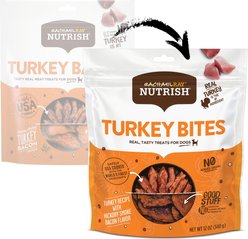 Rachael Ray Nutrish Turkey Bites Hickory Smoke Bacon Recipe Grain-Free Dog Treats, 12-oz bag slide 2 of 8