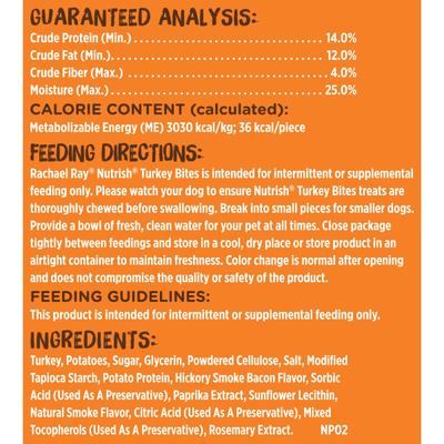 Show full view: Rachael Ray Nutrish Turkey Bites Hickory Smoke Bacon Recipe Grain-Free Dog Treats, 12-oz bag slide 9 of 12