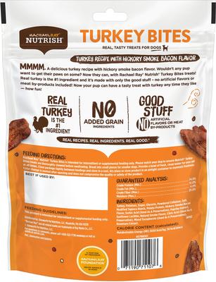 Show full view: Rachael Ray Nutrish Turkey Bites Hickory Smoke Bacon Recipe Grain-Free Dog Treats, 5-oz bag slide 3 of 9
