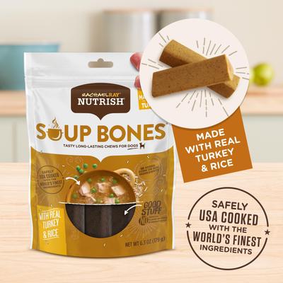 Show full view: Rachael Ray Nutrish Turkey & Rice Flavor Soup Bones Dog Treats, 23.1-oz bag slide 4 of 11