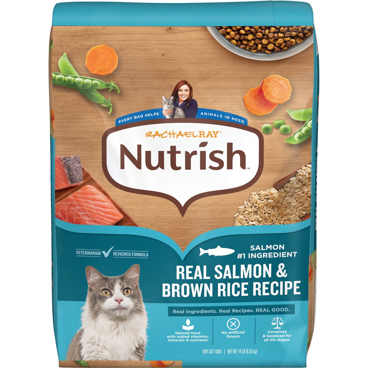 Rachael Ray Nutrish Whole Health Blend Salmon & Brown Rice Recipe Dry Cat Food, 28-lb bundle