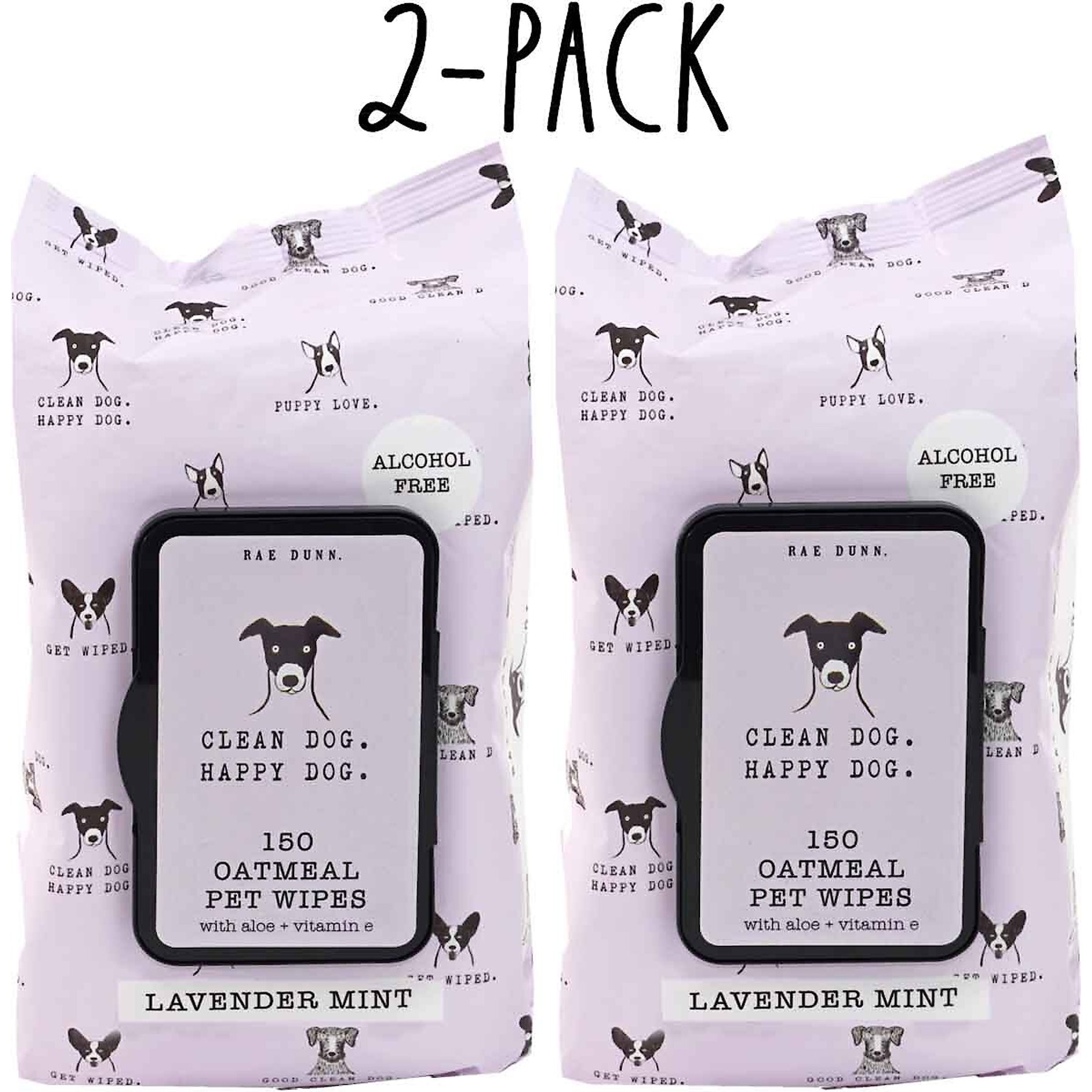 Rae Dunn Clean Dog. Happy Dog. Dog Wipes, 150 count, 2 pack