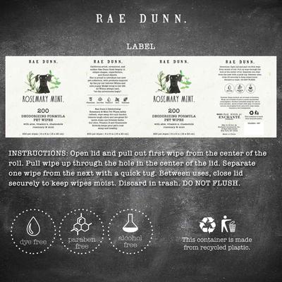 Show full view: Rae Dunn Deodorizing Formula Cannister Dog Wipes, 200 count, 2 pack slide 2 of 8