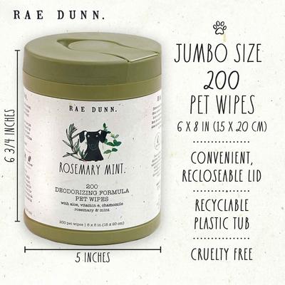 Show full view: Rae Dunn Deodorizing Formula Cannister Dog Wipes, 200 count, 2 pack slide 4 of 8