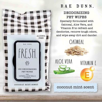 Show full view: Rae Dunn FRESH. Deodorizing Dog Wipes, 150 count, 2 pack slide 3 of 7