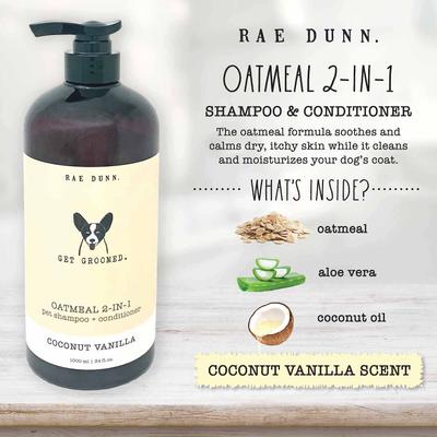 Show full view: Rae Dunn Get Groomed. Oatmeal 2-in-1 Dog Shampoo & Conditioner, 1000-mL bottle, 2 count slide 3 of 7