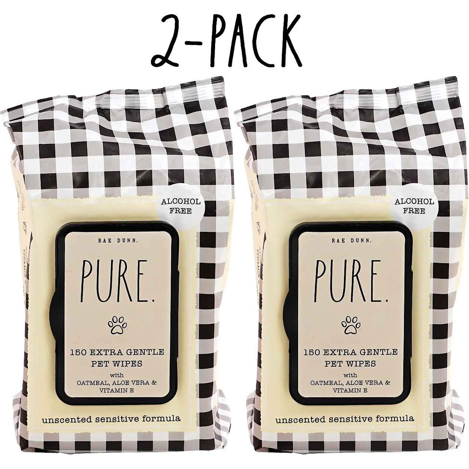 Rae Dunn PURE. Unscented Dog Wipes, 150 count, 2 pack