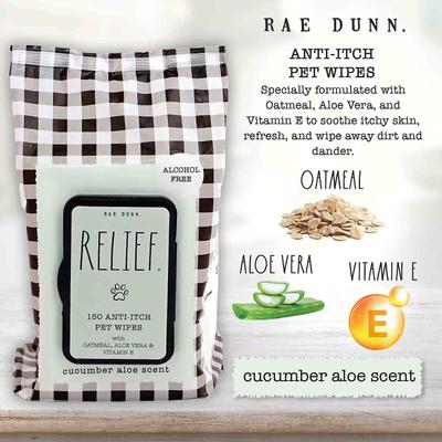Show full view: Rae Dunn RELIEF. Anti-Itch Dog Wipes, 150 count, 2 pack slide 4 of 8