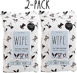 Rae Dunn WIPE. Aloe & Vitamin E Coconut Vanilla Scent Dog Wipes, 150 count, 2 pack