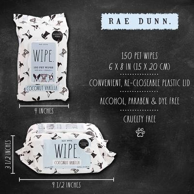 Show full view: Rae Dunn WIPE. Aloe & Vitamin E Coconut Vanilla Scent Dog Wipes, 150 count, 2 pack slide 3 of 7