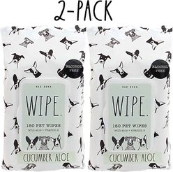 Rae Dunn WIPE. Aloe & Vitamin E Cucumber Aloe Scent Dog Wipes, 150 count, 2 pack