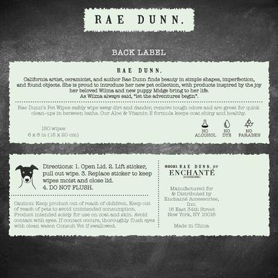 Show full view: Rae Dunn WIPE. Aloe & Vitamin E Cucumber Aloe Scent Dog Wipes, 150 count, 2 pack slide 2 of 8