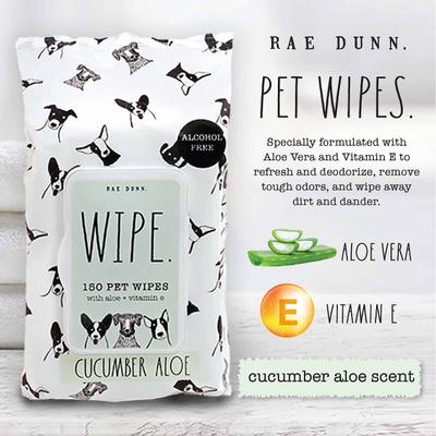 Show full view: Rae Dunn WIPE. Aloe & Vitamin E Cucumber Aloe Scent Dog Wipes, 150 count, 2 pack slide 3 of 8