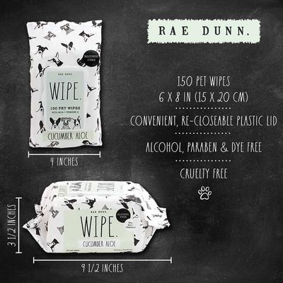 Show full view: Rae Dunn WIPE. Aloe & Vitamin E Cucumber Aloe Scent Dog Wipes, 150 count, 2 pack slide 4 of 8