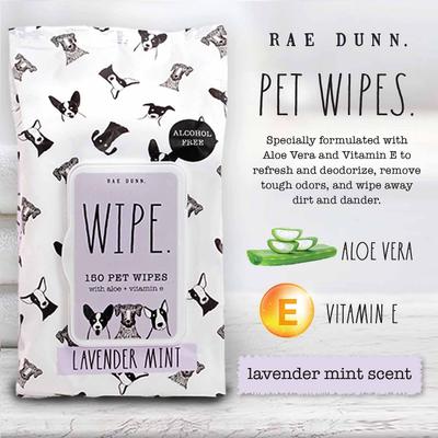 Show full view: Rae Dunn WIPE. Aloe & Vitamin E Lavender Mint Scent Dog Wipes, 150 count, 2 pack slide 4 of 8