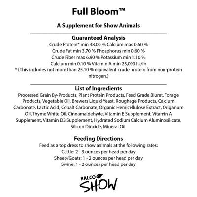 Show full view: Ralco Show Full Bloom Livestock Supplement, 25-lb bag slide 2 of 2
