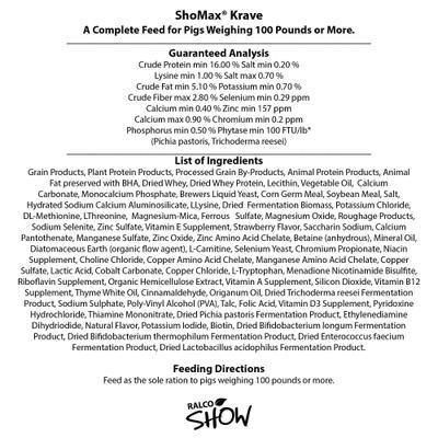 Show full view: Ralco Show ShowMax Krave Swine Feed, 50-lb bag slide 2 of 2