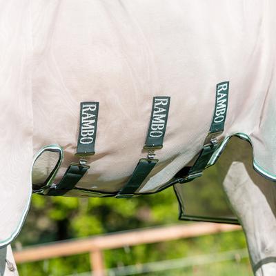 Show full view: Rambo Flybuster Vamoose No Fly Zone Horse Fly Sheet, Oatmeal/Sage, 75-in slide 2 of 5