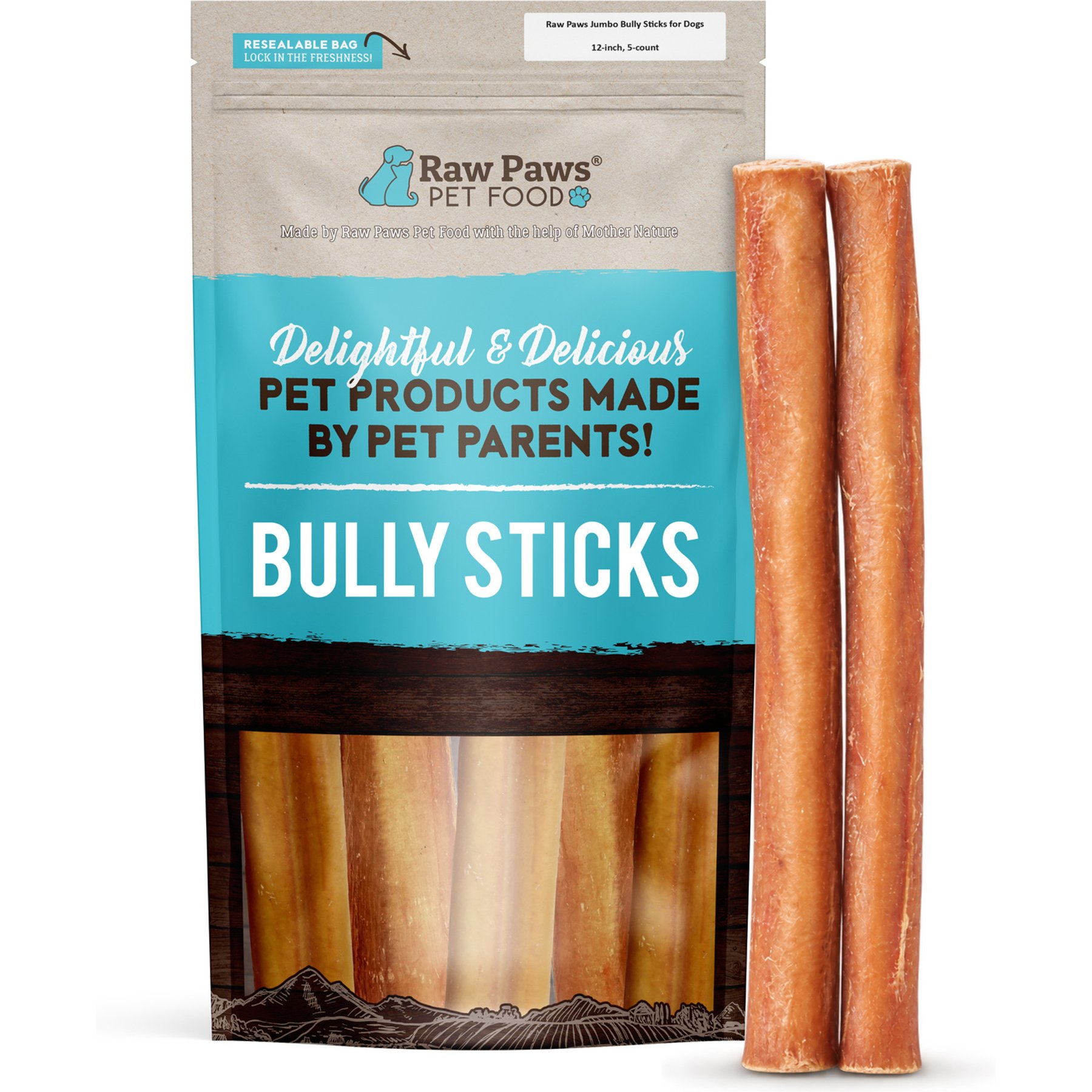 Raw Paws 12-inch Jumbo Bully Sticks Dog Chew Treats, 10 count bundle