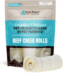 Raw Paws 6-inch Beef Cheek Roll Natural Dog Hard Chew Treats, 4 count