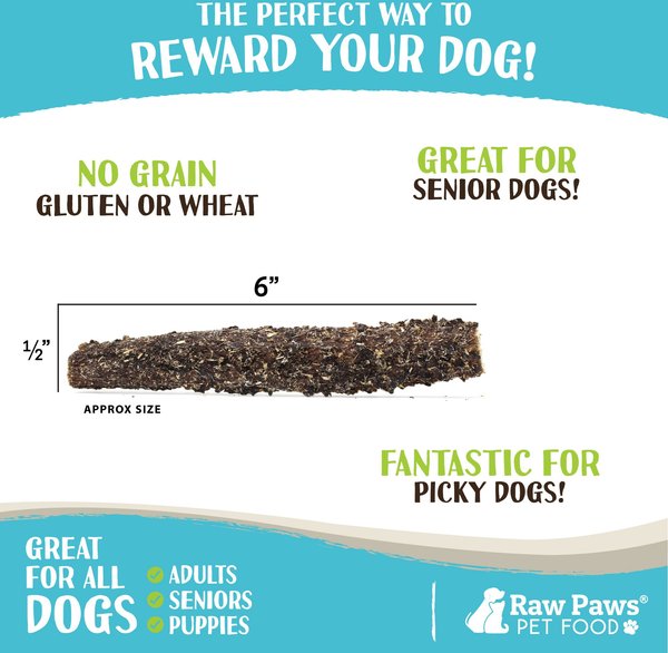 Show full view: Raw Paws 6-inch Beef Green Tripe Sticks Dehydrated Dog Treats, 10 count slide 4 of 8