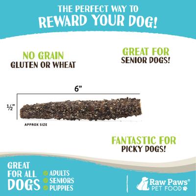 Show full view: Raw Paws 6-inch Beef Green Tripe Sticks Dehydrated Dog Treats, 10 count slide 4 of 8