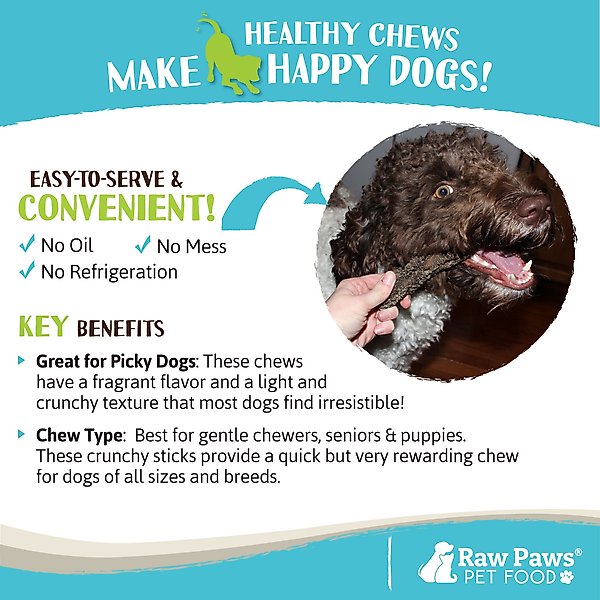 Show full view: Raw Paws 6-inch Beef Green Tripe Sticks Dehydrated Dog Treats, 10 count slide 6 of 8