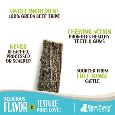Show full view: Raw Paws 6-inch Beef Green Tripe Sticks Dehydrated Dog Treats, 10 count slide 3 of 8