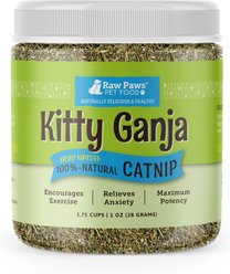 Raw Paws All-Natural Loose Leaf Cut Catnip for Cats, 1-oz jar