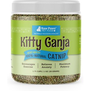 Raw Paws All-Natural Loose Leaf Cut Catnip for Cats, 1-oz jar