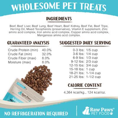 Show full view: Raw Paws Beef Freeze-Dried Raw Dog & Cat Treats, 4-oz bag slide 5 of 8