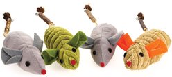 Raw Paws Catnip Filled Mouse Cat Toy with Silvervine, Gall Fruit, & Bell, 4 count